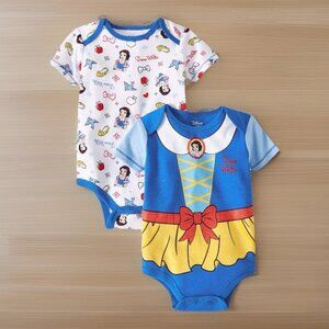 Snow White Princess Bodysuits Pack Of 2 Size 6-9 Months Disney Trip Vacation NWT